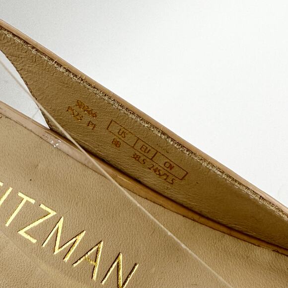 Stuart Weitzman Womens Curve Block Slingback Heels US 8 Nude Patent Leather NWOB - Picture 12 of 12